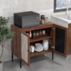 Costway Set of 2 Rattan Buffet Sideboard Wine Cabinet Cupboard w/Adjustable Shelf Walnut 5