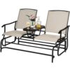 2 Person Outdoor Patio Double Glider Chair Loveseat Rocking with Center Table OP70357 1