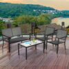 Patiojoy 4 PCS Patio Furniture Set Sofa Coffee Table Steel Frame Garden NP10085GR 2