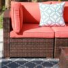 JARDINA 7PCS Outdoor Patio Furniture Sofa Wicker Furniture Set with Cushions Glass Coffee Table Single Sofa Armchair 3