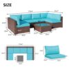 JARDINA 7PCS Outdoor Patio Furniture Sofa Wicker Furniture Set with Cushions Glass Coffee Table Single Sofa Armchair 6