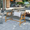 2-Person Patio Acacia Wood Bench Loveseat Chair Porch Garden Yard Deck Furniture 3