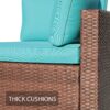 JARDINA 2PCS Outdoor Patio Sectional Furniture Sofa Armchair Wicker Sofa Ottoman with Turquoise Cushion 5