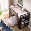 Twin Over Twin Loft Bunk Bed Wood w/Bookcase Guardrail Ladder Kids Bedroom HU10042ES+ 3