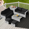Patiojoy 8PCS Patio Rattan Furniture Set Storage Waterproof Cover Black Cushion HW68604DK 3