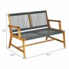 2-Person Patio Acacia Wood Bench Loveseat Chair Porch Garden Yard Deck Furniture 2