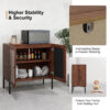 Costway Set of 2 Rattan Buffet Sideboard Wine Cabinet Cupboard w/Adjustable Shelf Walnut 6