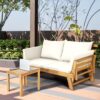 Patio Convertible Sofa Daybed Solid Wood Adjustable Furniture Thick Cushion OP70607 5