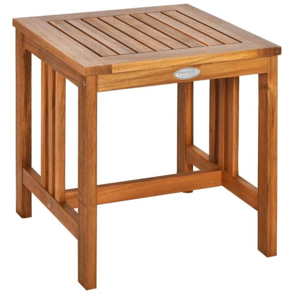 2PCS Acacia Wood Patio Rocking Chair Table Set Rocker Cushioned Coffee Table 6