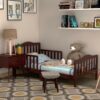 Classic Kids Children Toddler Wood Bed Bedroom Furniture w/ Guardrails 4