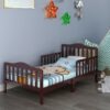 Classic Kids Children Toddler Wood Bed Bedroom Furniture w/ Guardrails 3