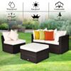 4PCS Patio Rattan Wicker Sofa Furniture Set Cushioned Conversation Ottoman Set HW66750 4