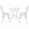 3PCS Patio Table Chairs Furniture Bistro Set Cast Aluminum Outdoor Garden White OP70330 6