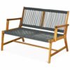 2-Person Patio Acacia Wood Bench Loveseat Chair Porch Garden Yard Deck Furniture 1