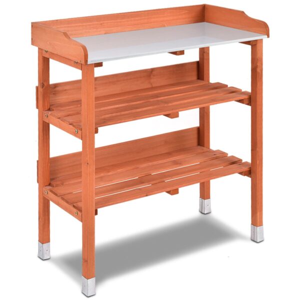 Costway Garden Wooden Potting Bench Work Station Table Tool Storage Shelf W/Hook GT3553 3