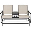 2 Person Outdoor Patio Double Glider Chair Loveseat Rocking with Center Table OP70357 6