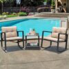 Costway 3PC Patio Rattan Conversation Set Rocking Chair Cushioned Sofa Garden Furniture 1