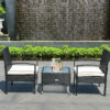 3 PCS Patio Wicker Rattan Furniture Set Coffee Table & 2 Rattan Chair W/Cushion HW68962 2