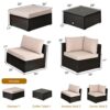 6PCS Outdoor Patio Rattan Furniture Set Cushioned Sectional Sofa Ottoman HW63878+ 2