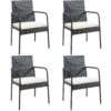 Patiojoy 4PCS Patio Wicker Rattan Dining Chairs Cushioned Seats Armrest Garden HW69382 1