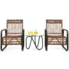 Patiojoy 3PCS Patio Rattan Furniture Set Conversational Sofa Coffee Table Garden HW64404 1
