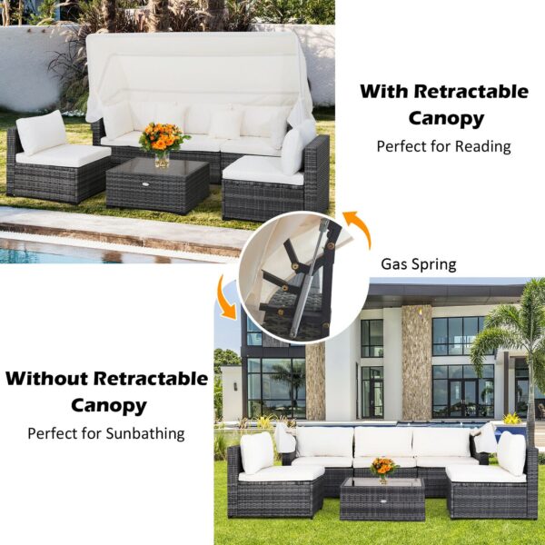 6-Piece Outdoor Patio Furniture Set Retractable Canopy Conversation Set HW69177+ 6