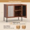 Costway Set of 2 Rattan Buffet Sideboard Wine Cabinet Cupboard w/Adjustable Shelf Walnut 2