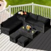 Patiojoy 8PCS Patio Rattan Furniture Set Storage Table Ottoman Black HW68605DK+ 3