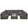 Patiojoy 7PCS Patio Rattan Furniture Set Sectional Sofa Garden Gray Cushion HW68058 1