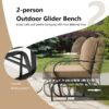 Patiojoy Patio 2-Person Glider Bench Rocking Loveseat Cushioned Armrest Beige 5