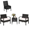 Patiojoy 3PCS Patio Rattan Furniture Set Storage Table Cushioned Sofa Black HW63757WH 1