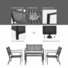 Patiojoy 4 PCS Patio Furniture Set Sofa Coffee Table Steel Frame Garden NP10085GR 4