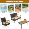 4PCS Patio Rattan Furniture Set Outdoor Conversation Set Coffee Table w/Cushions HW66527 2