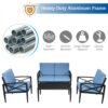8PCS Patio Furniture Set Aluminum Frame Cushioned Sofa Chair Coffee Table Blue 2*HW65783+ 5