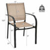 Patiojoy Set of 2 Patio Dining Chairs Stackable with Armrests Garden Deck Brown NP10030CF-2 6