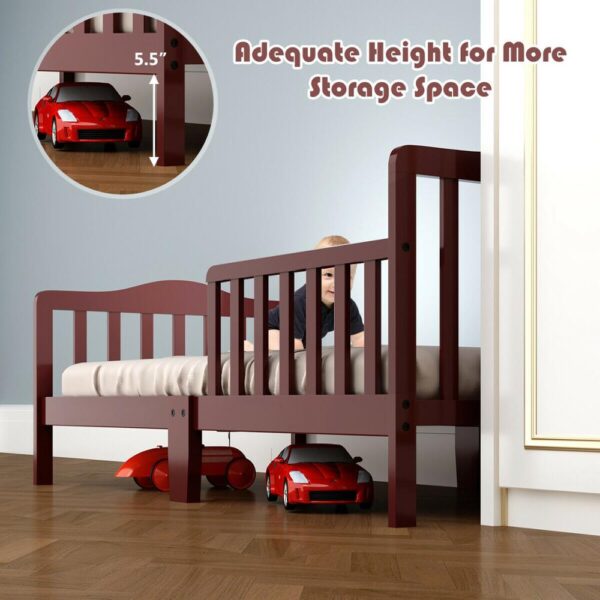 Classic Kids Children Toddler Wood Bed Bedroom Furniture w/ Guardrails 6