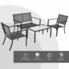 Patiojoy 4 PCS Patio Furniture Set Sofa Coffee Table Steel Frame Garden NP10085GR 5