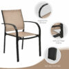 Patiojoy Set of 2 Patio Dining Chairs Stackable with Armrests Garden Deck Brown NP10030CF-2 5