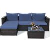 5PCS Patio Rattan Furniture Set Sectional Conversation Sofa w/ Coffee Table HW66521 6