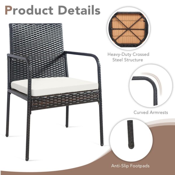 Patiojoy 4PCS Patio Wicker Rattan Dining Chairs Cushioned Seats Armrest Garden HW69382 4