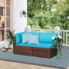 JARDINA 2-teiliges Sofa-Sessel- und Mittelsofa für den Außenbereich, Terrassen-Anbaumöbel mit braunem Korbgeflecht 2