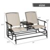 2 Person Outdoor Patio Double Glider Chair Loveseat Rocking with Center Table OP70357 2