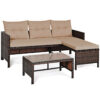 Costway 3PCS Patio Wicker Rattan Sofa Set Outdoor Sectional Conversation Set Garden Lawn HW63870 1